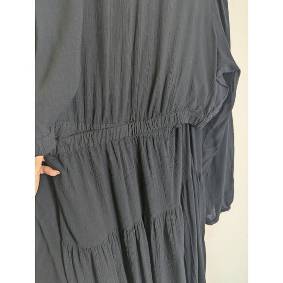 Old Navy Waist Defined Crepe Side Cutout Black Maxi Dress Women XXL Tall Boho - Picture 7 of 13